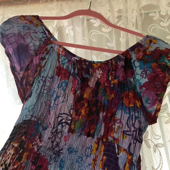 Colorful maxi dress puff sleeves - Picture 5 of 6